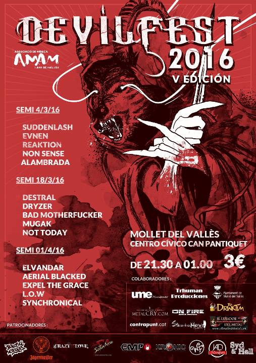 Cartell oficial de les semifinals Devilfest 2016 + Comunicat oficial de les bandes