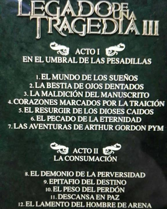 Tracklist de la tercera parte del Legado de una Tragedia