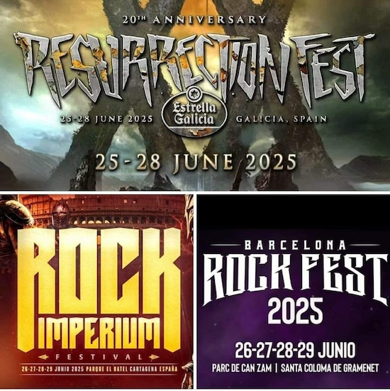 Las redes arden: Rock Imperium, Bcn Rock Fest y Resurrection Fest 2025, mismas fechas!