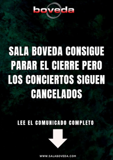 Sala Bóveda consigue parar el cierre  pero los conciertos siguen cancelados